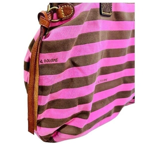 Dooney and Bourke Pink and Brown Stripe Shoulder Bag Y2K Vintage - Picture 4 of 11